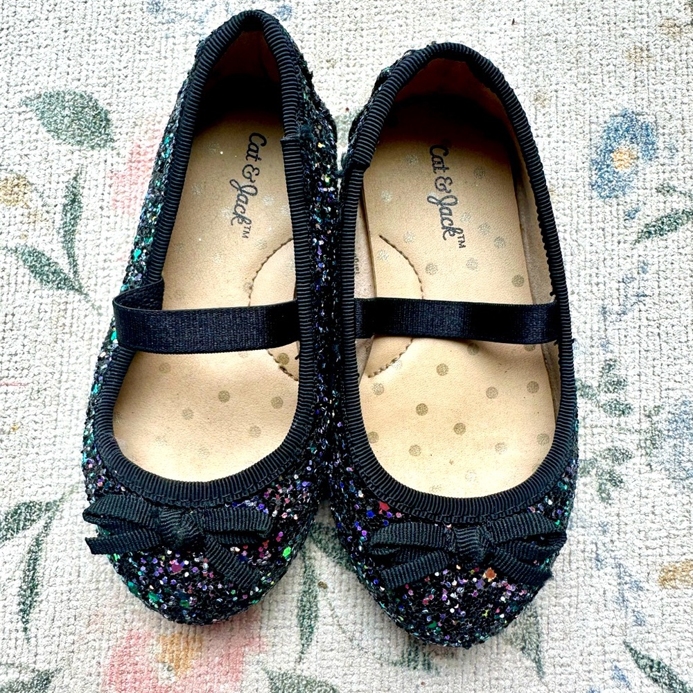Cat & Jack - Adorable Black Glitter Ballet Flats - Perfect Condition!